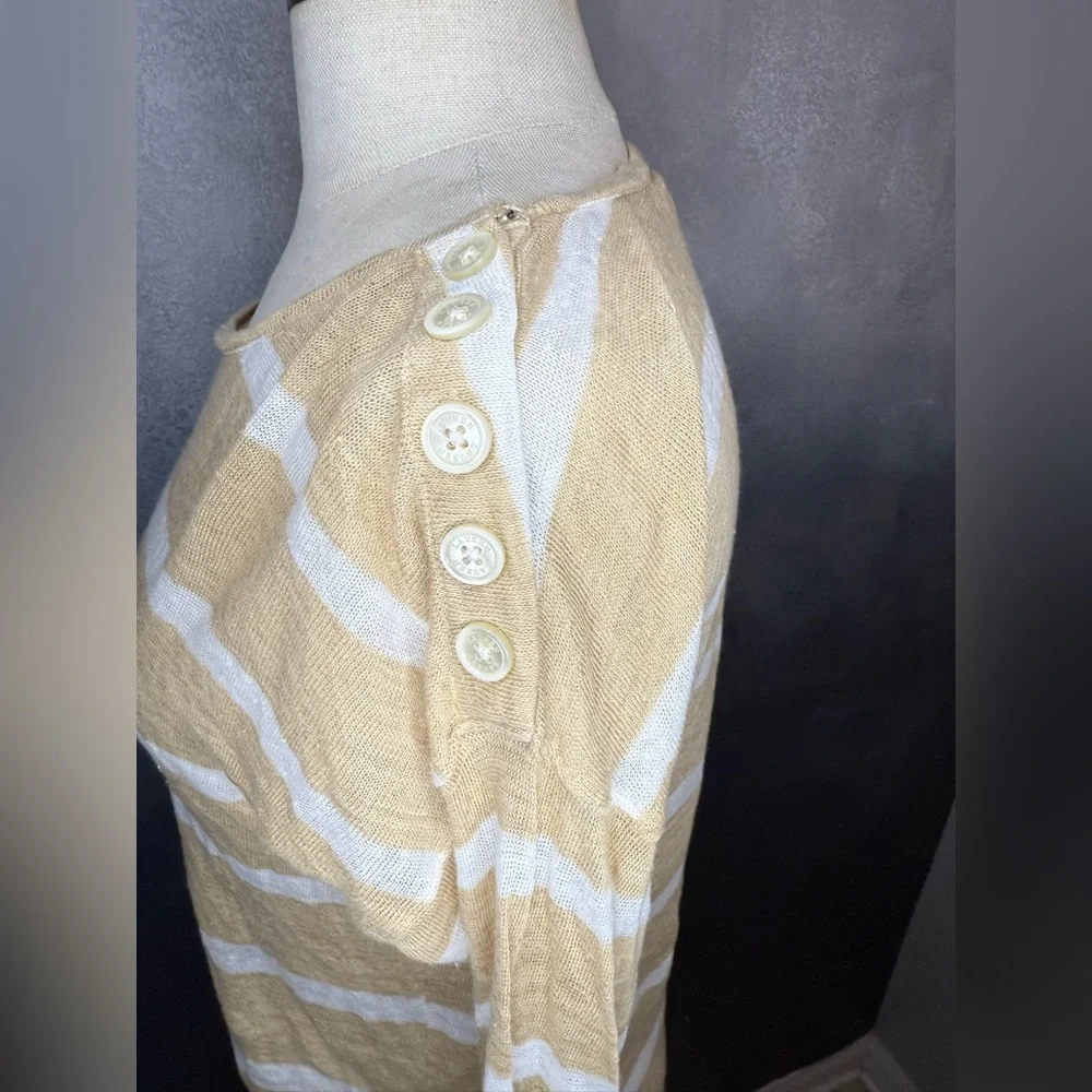 Lauren Ralph Lauren Striped Long Sleeve Top 100% Linen - Picture 6 of 9